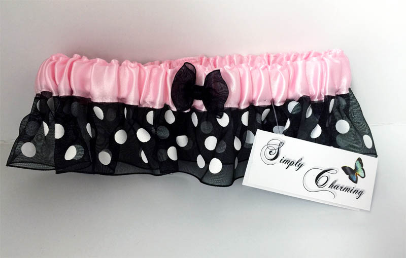 Light Pink/Black Polka Dot Garter